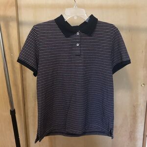 L.L. Bean Relaxed Fit Navy and Pink Polo Shirt